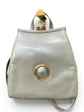 Vintage Gianni Versace Medusa Leather Backpack | Greek Key Hardware | 1990s